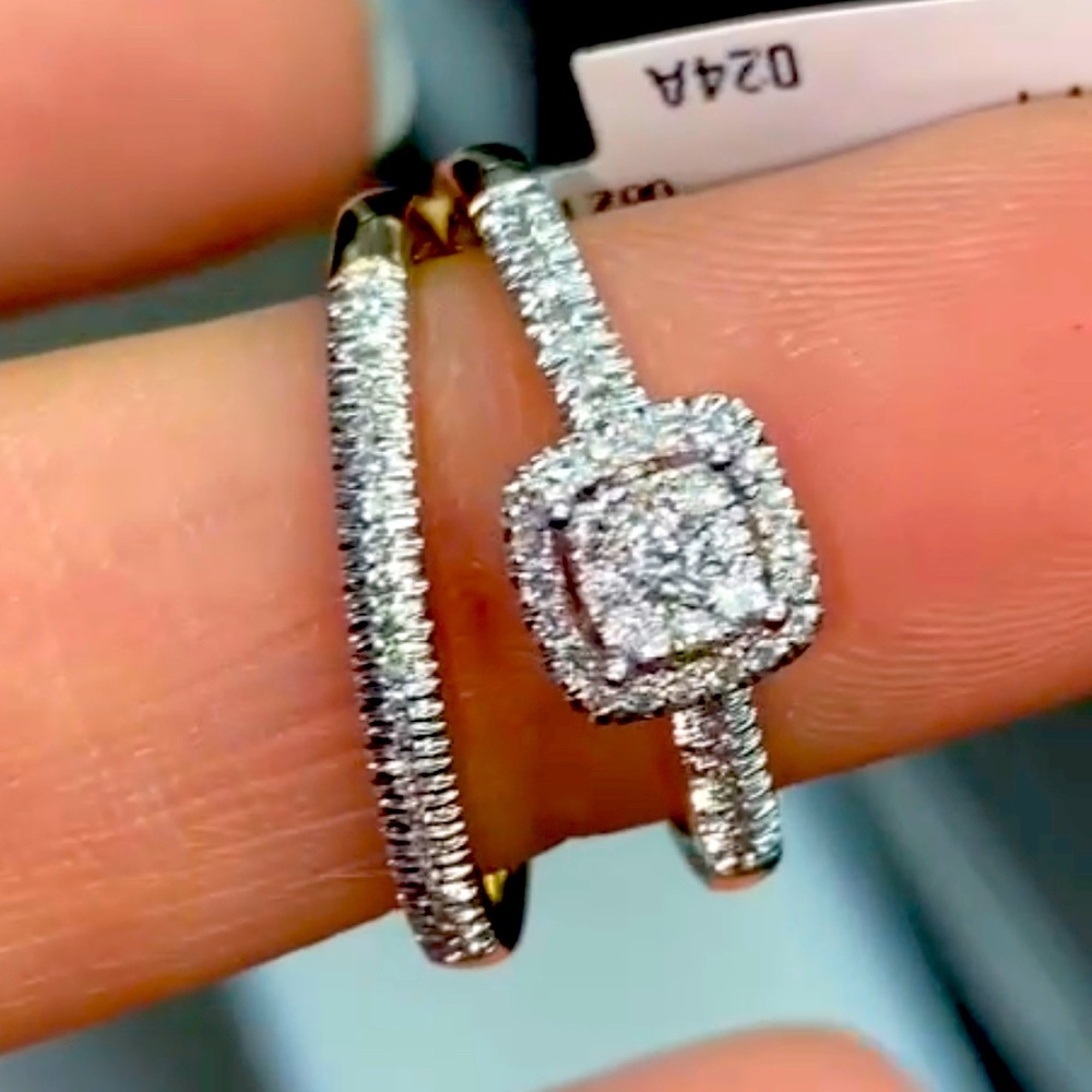 10k gold Bridal Engagement ring set SEE VIDEO REAL diamond Not cz not moissanite